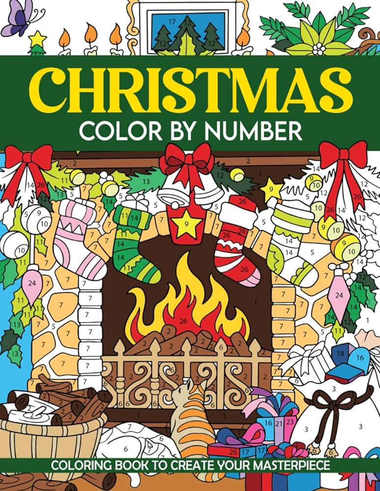 Christmas color by number christmas color by number christmas scenes coloring book for adults and teens for relaxation and anxiety relief harmony leaf books