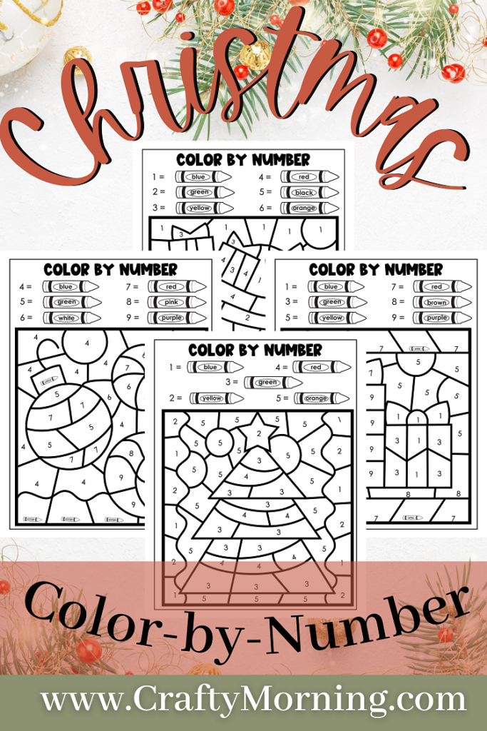 Christmas color by number printables