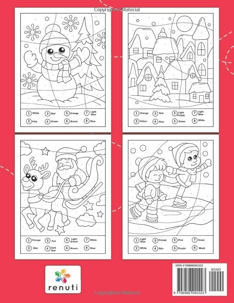 Christmas color by number coloring book for kids ages