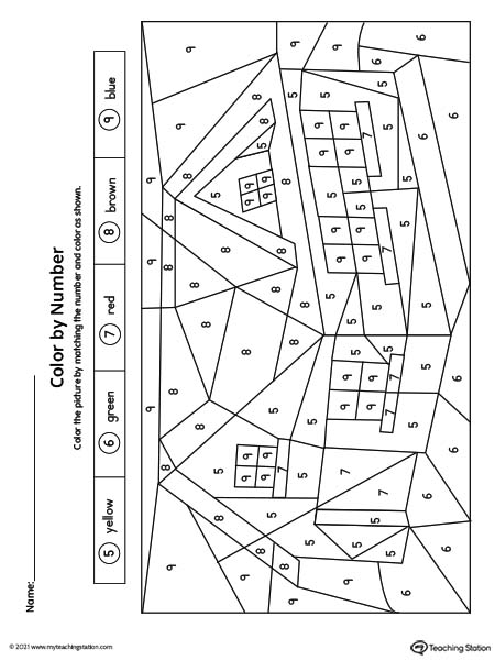 Preschool color by number printable worksheets