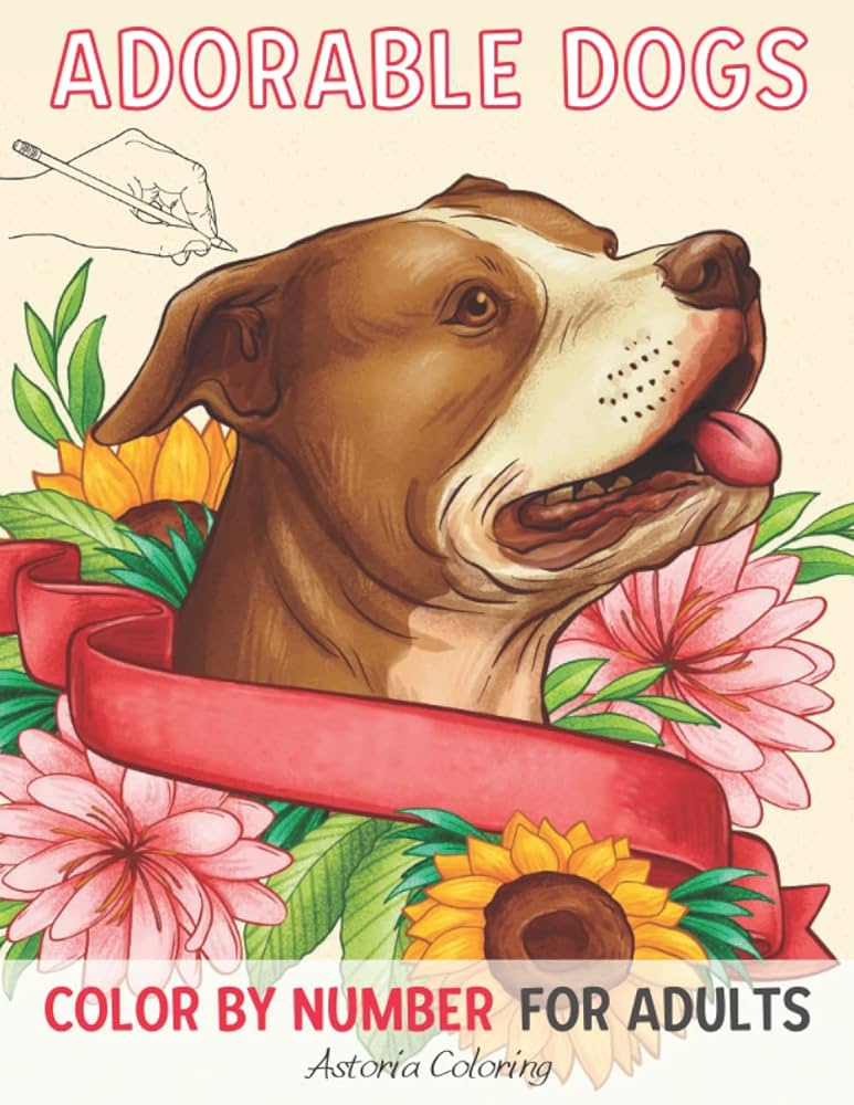 Adorable dogs color by number coloring book for adults amazing single