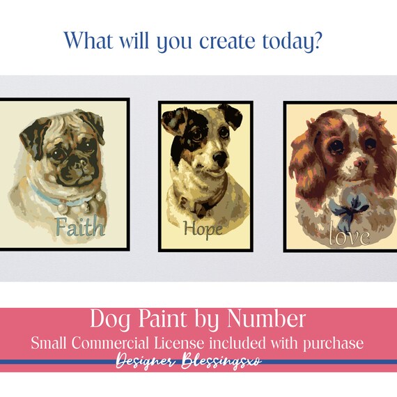 Digital dog lovers paint by number dog coloring pages love