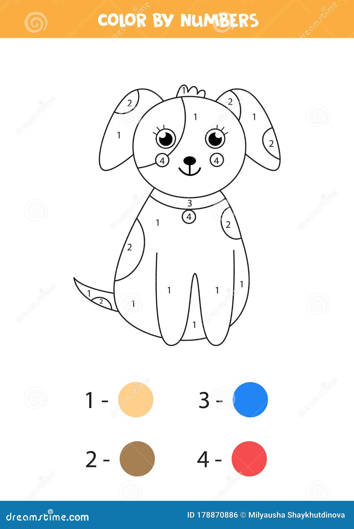Math coloring page for children color cute carton dog stock vector