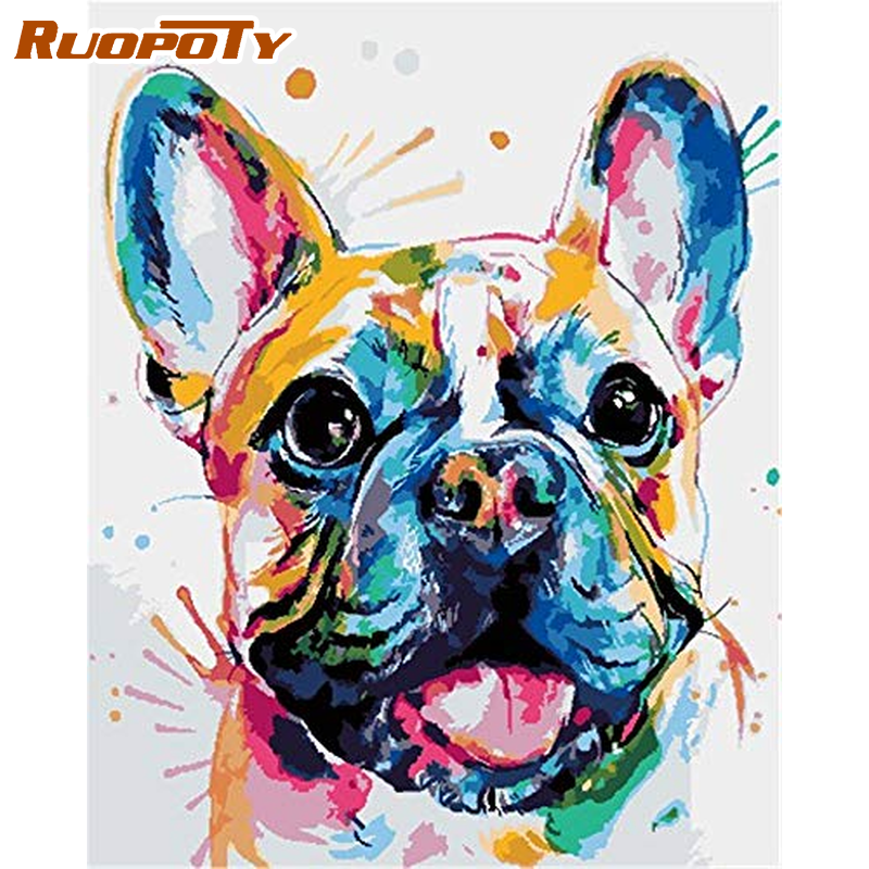 Dog acrylic paints canvas painting numbers paint picture numbers animals