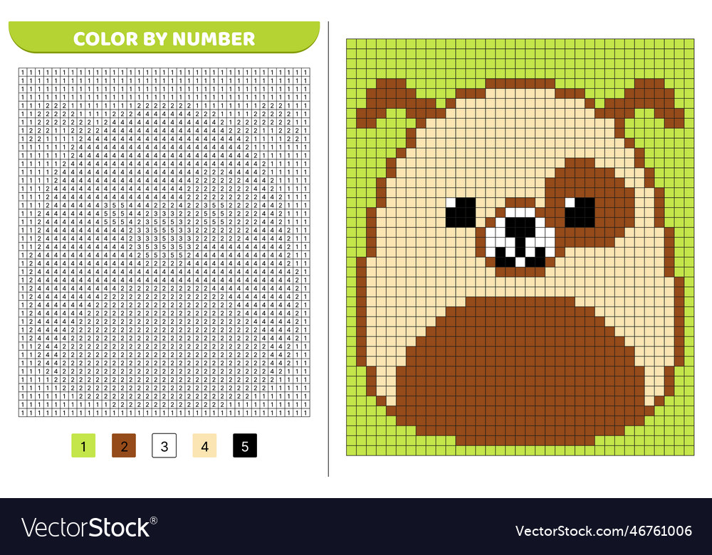 Dog squishmallow color by number pixel coloring vector image