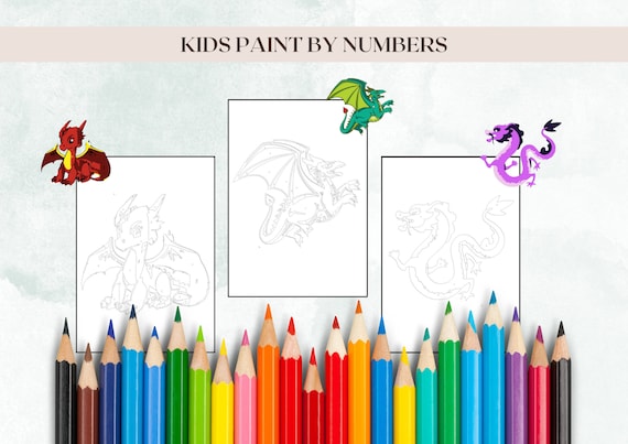 Color by number printable for kids dragon coloring pages kindergarten homeschool paint by number children kids activity printables