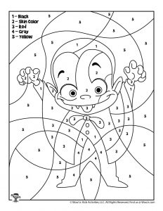 Halloween color by number pages woo jr kids activities childrens publishing
