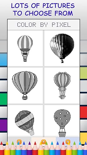 Hot air balloons color by number