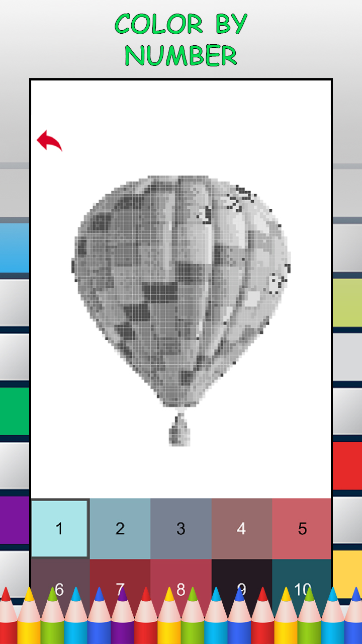Hot air balloons color by number