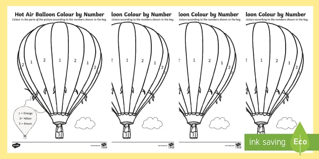 Hot air balloon colour by number teacher made