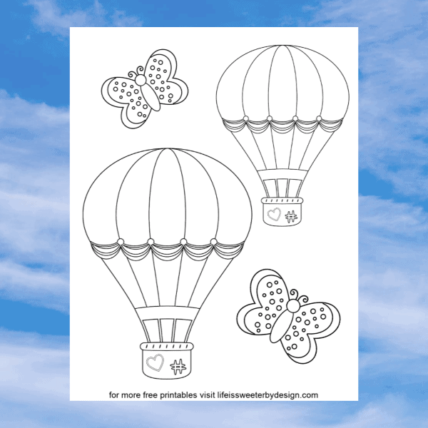 Hot air balloon coloring pages