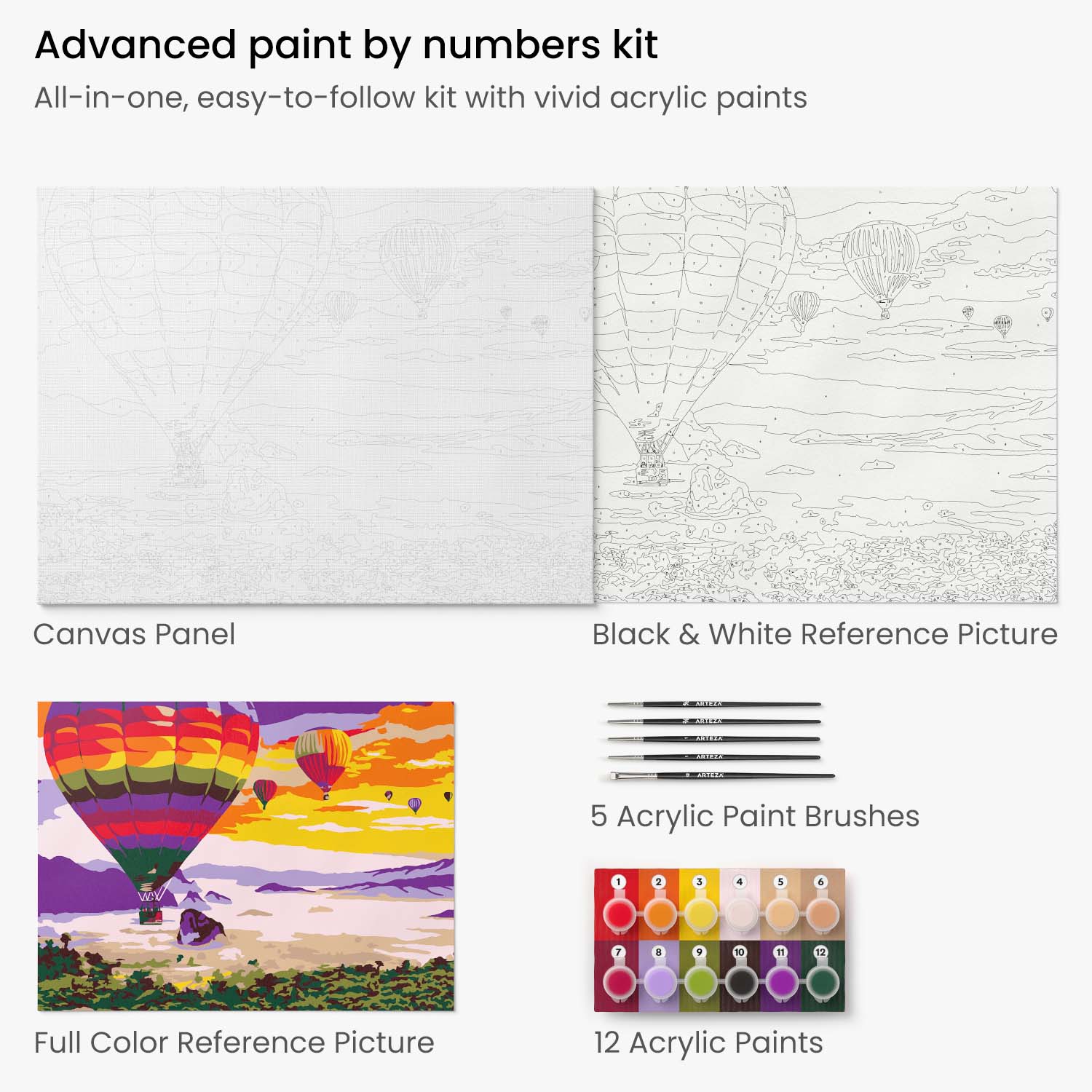 Paint by numbers hot air balloon