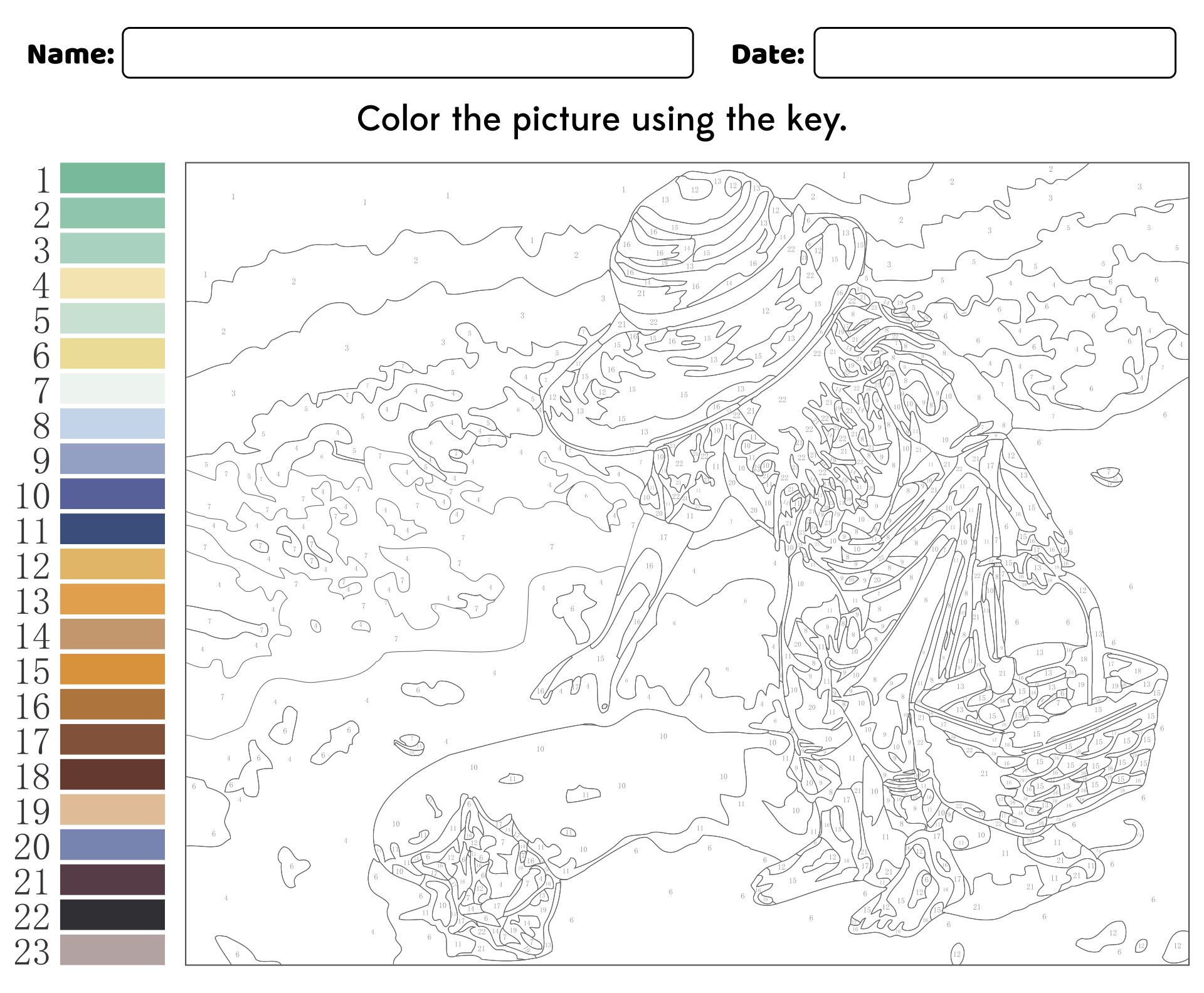 Best printable color by number for adults pdf for free at