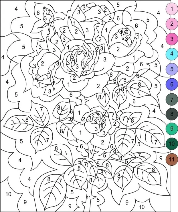 Flowers color by numbers for adult fãrbung seite