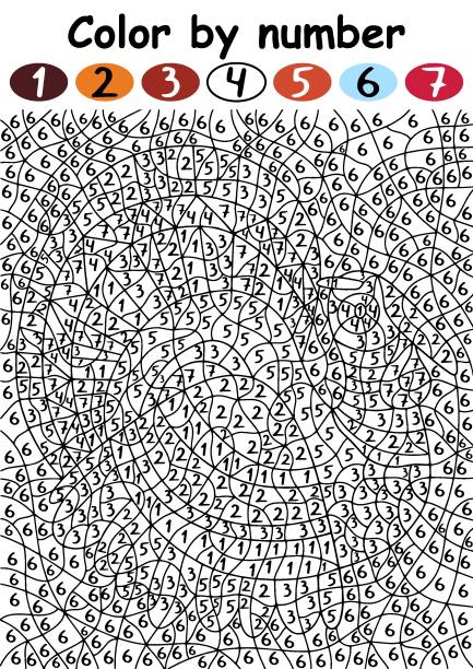 Turkey color by number game with seven colors printable activity page for kids vector illustration stock illustration