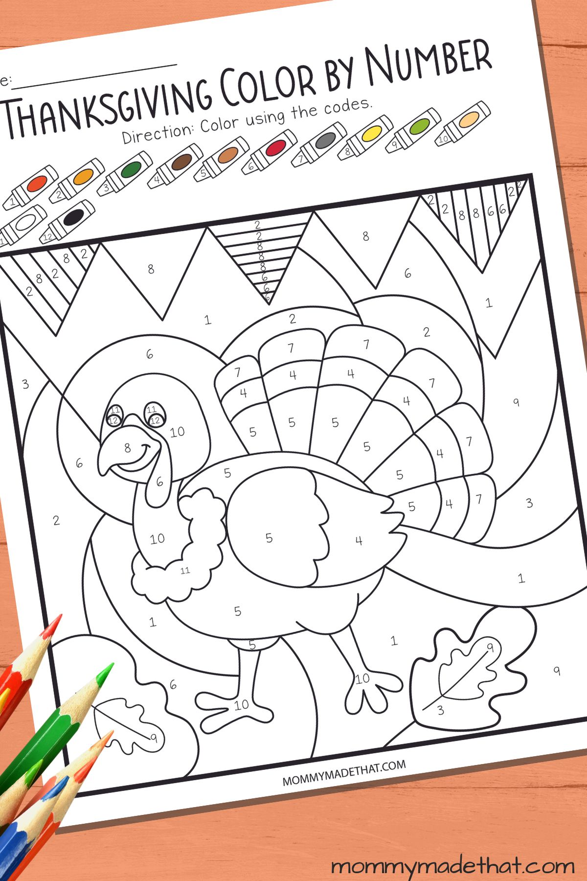 Thanksgiving color by number free printable fun