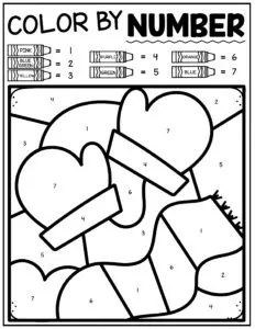 Free color by number winter worksheets