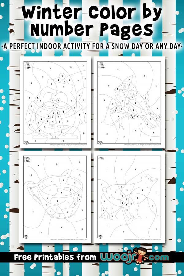 Winter color by number pages woo jr kids activities childrens publishing