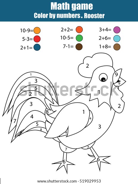 Coloring page chicken color by numbers stock illustration