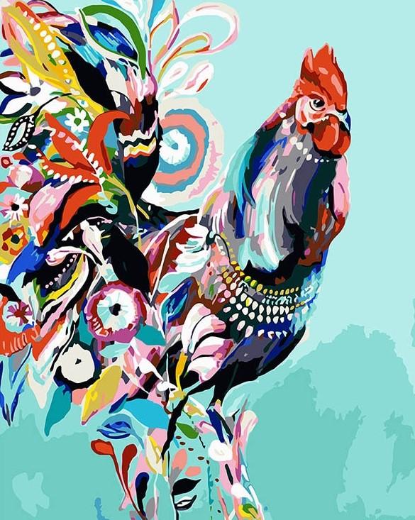 Floral colorful chicken paint by numbers