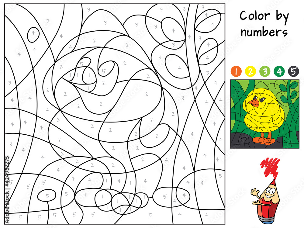 Chicken color by numbers coloring book vector