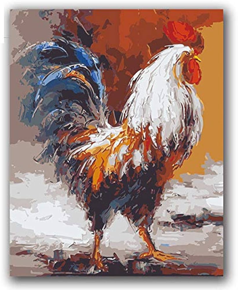 Koomt chicken big cock painting by numbers animals picture on nvas drawing coloring by numbers with kits for childrens room decor xcm paint