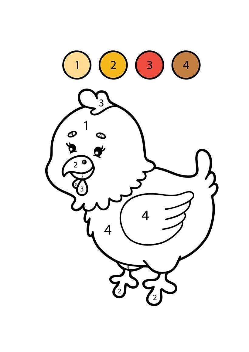 Free printable color by number coloring pages for preschool kids