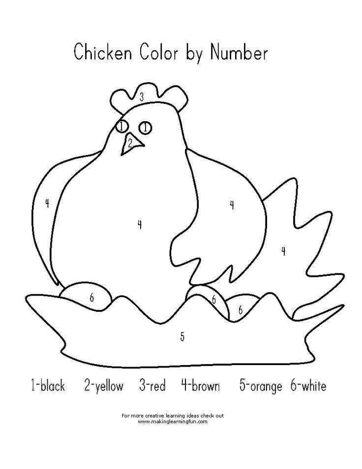 Chicken color by number chicken coloring farm theme preschool farm theme