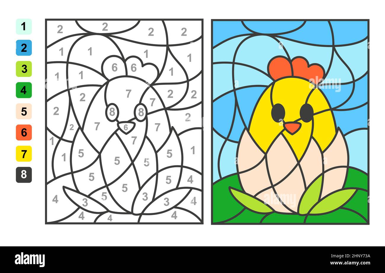 Color by numbers easter egg hunt puzzle game for children education and activities stock vector image art