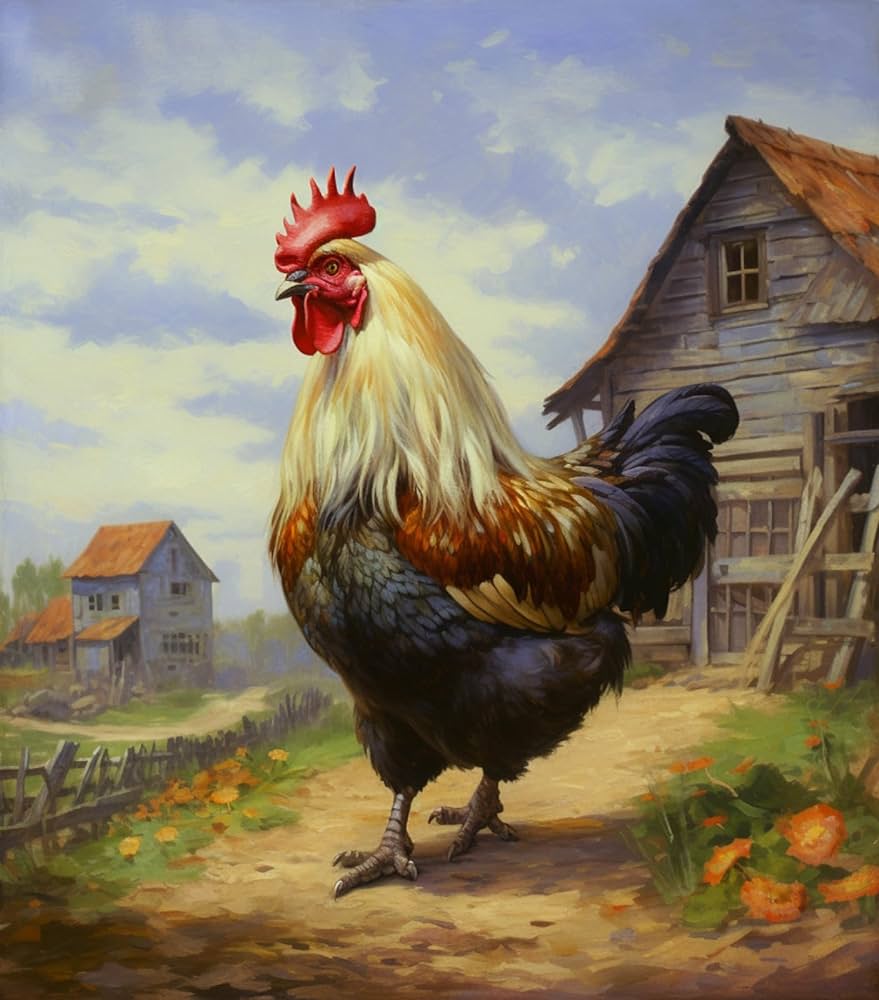 Painting by numbers kitsfarm animal big rooster hendiy hand painted home decor coloring by numbers for wall art picturexcm home