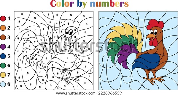Thousand color by number rooster royalty