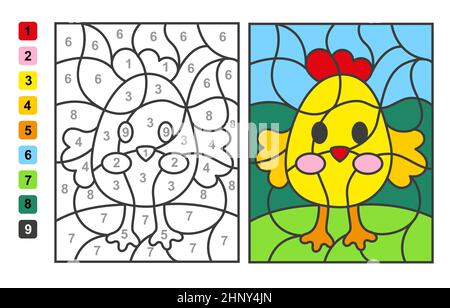 Color by numbers easter egg hunt puzzle game for children education and activities stock vector image art