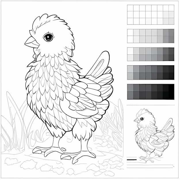 Premium ai image feathery friends chicken color by number for little ones