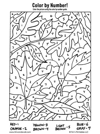 Autumn leaves color by number â tims printables