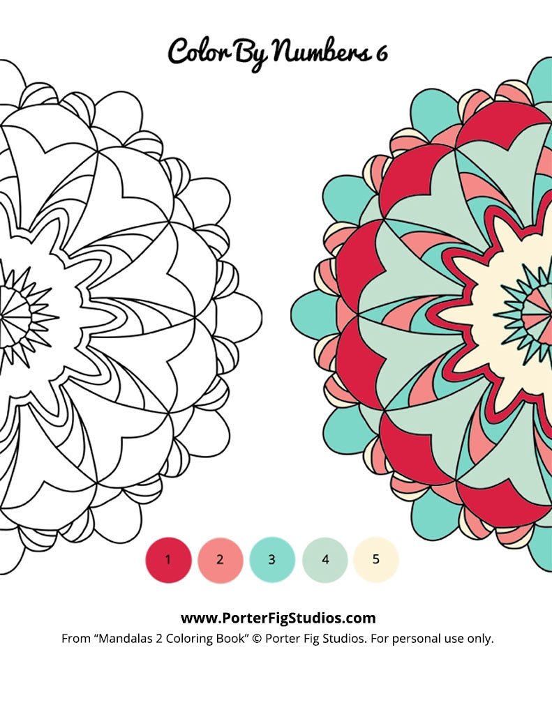 Free mandala coloring page color by numbers