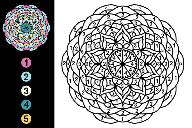 Premium vector color by number mandala design