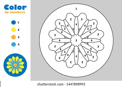Mandala cartoon style color by number stock vector royalty free
