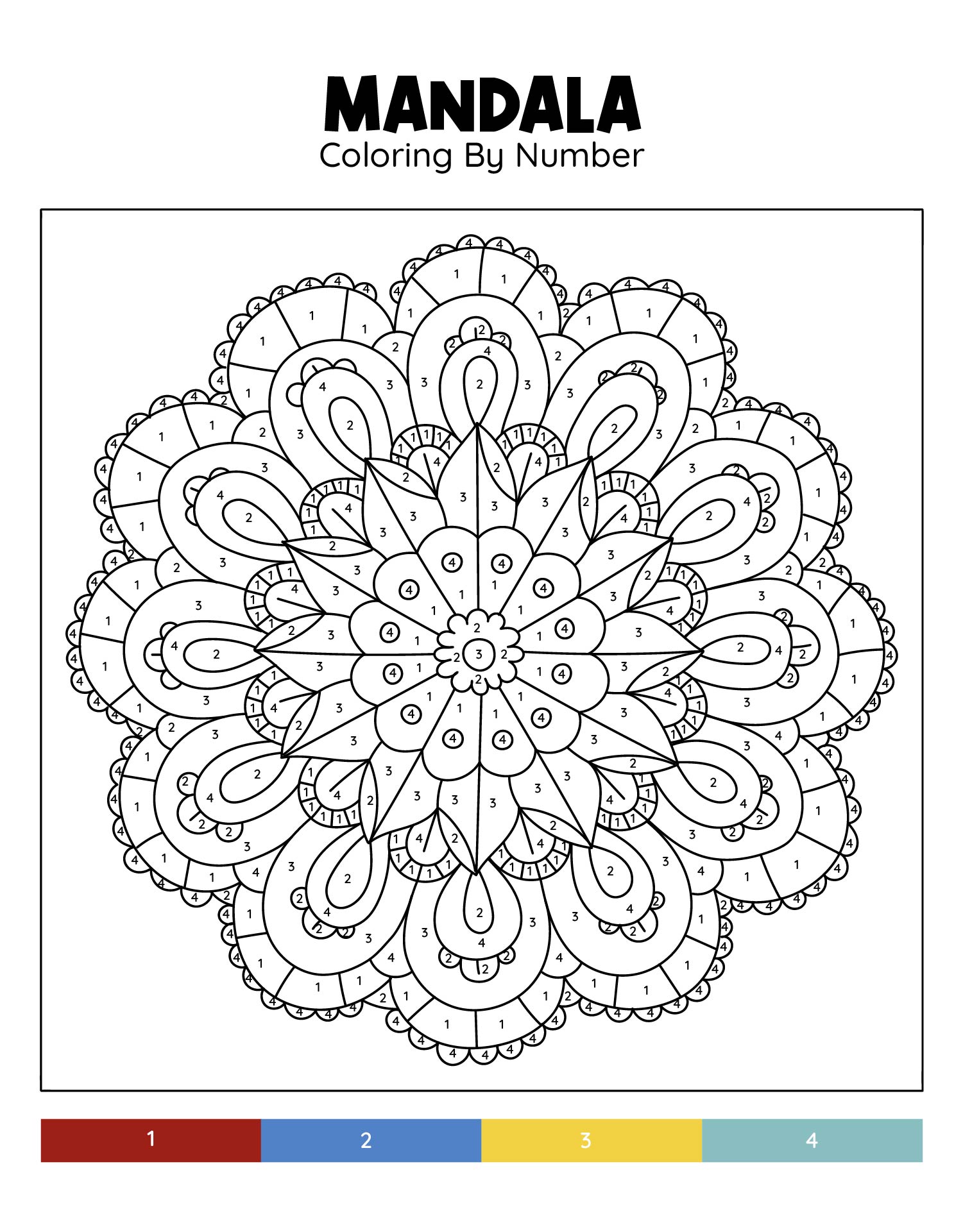 Best mandalas color by number printables pdf for free at