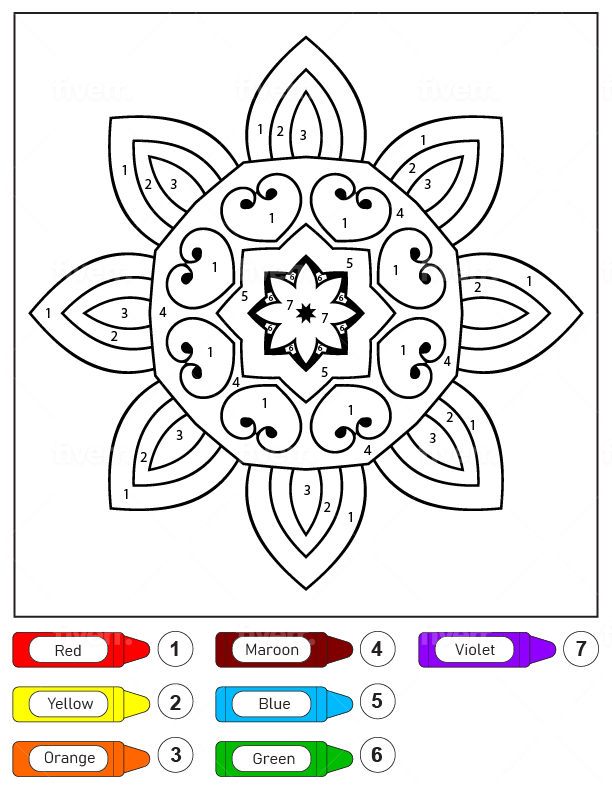 Mandala for kids color by number malvorlagen