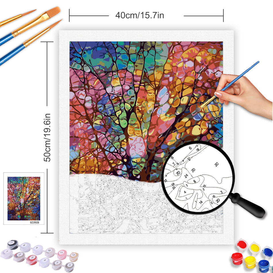 Painting numbers art paint number abstract abstract painting tree paint number