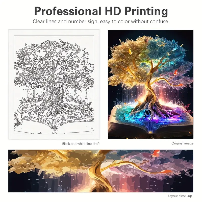 Painting by numbers kit colorful tree drawing by numbers