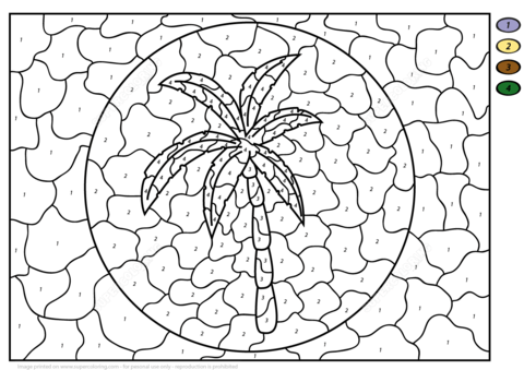Palm tree color by number from color by number worksheets category select from printable craftâ tree coloring page coloring pages abstract coloring pages