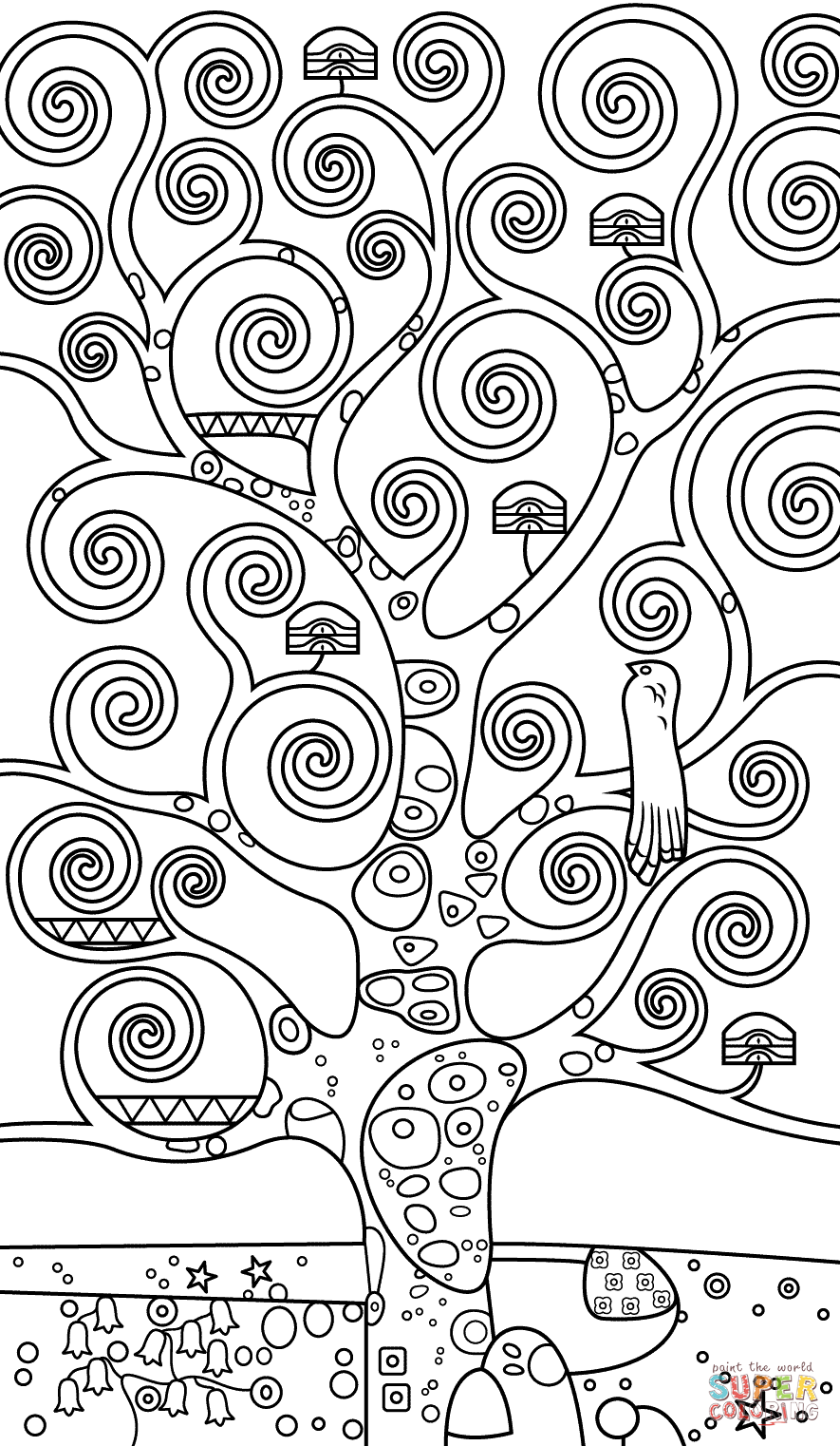 Tree of life by gustav klimt coloring page free printable coloring pages