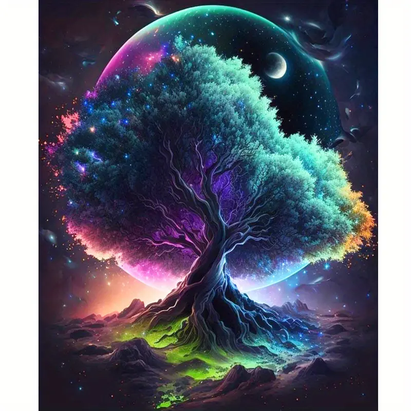 Diy painting by numbers tree fantasy scenery picture