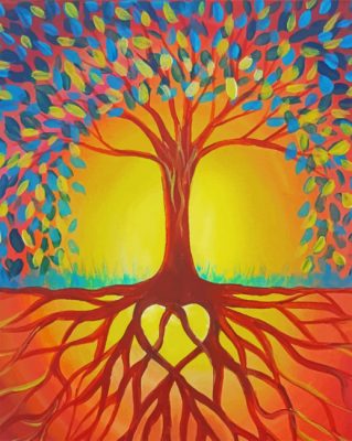 Sunset tree of life paint by numbers
