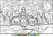 Winter color by number coloring pages free coloring pages