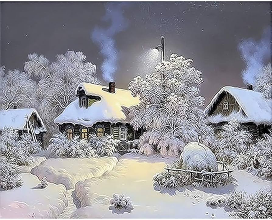 Bpaintf landscape diy oil painting by numbers winter scenery art picture draw on canvas unique gift loring by number modern home der xcm diy framed toys games