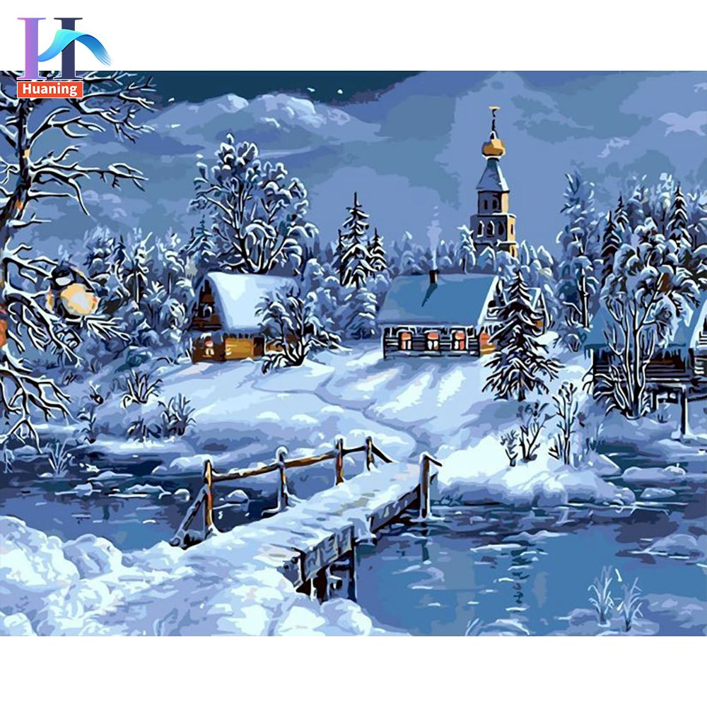 Paintings numbers acrylic winter winter acrylic coloring numbers