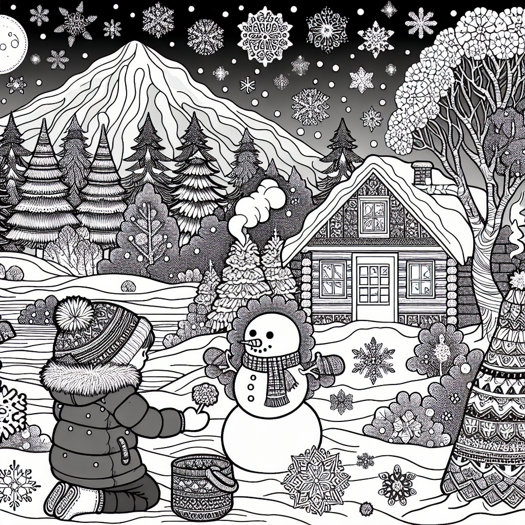 Winter coloring pages â custom paint by numbers
