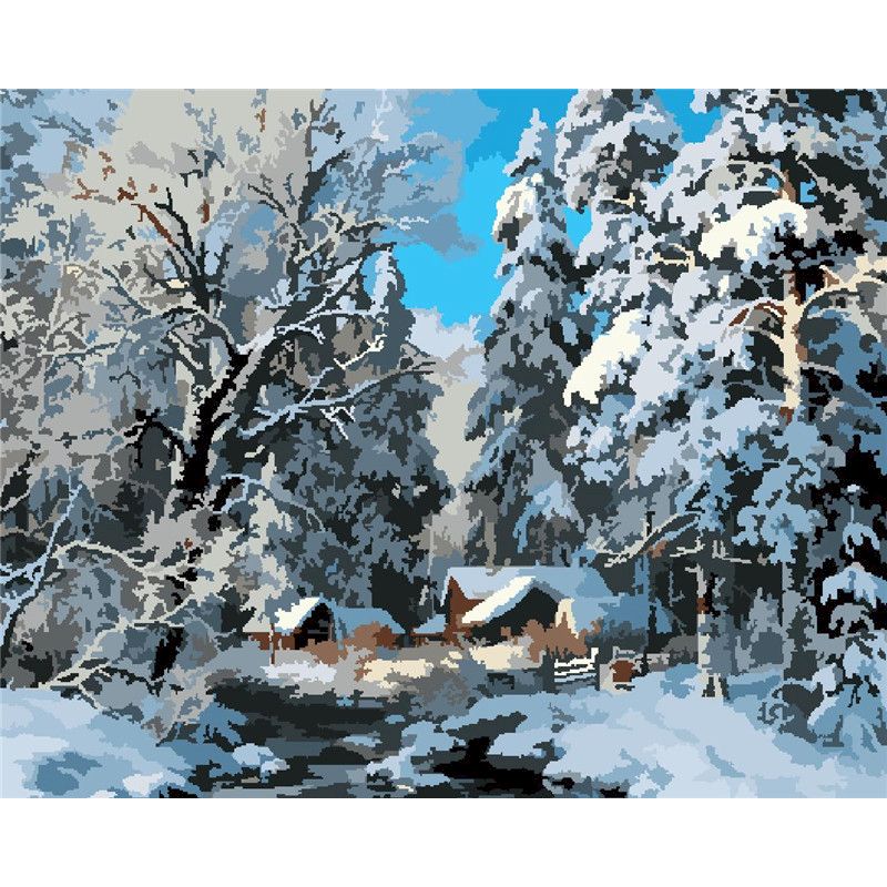 Gatyztory coloring by numbers winter pictures oil painting by numbers snow landscape home decor kits drawing canvas handpainted